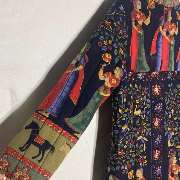 Ethnic Chinese QianBaiYi Indian Bohemian Indie Quilted Pattern Coat (Small) - Picture 12 of 16